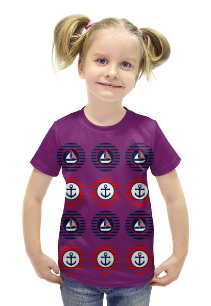 Заказать детскую футболку в Москве. Футболка с полной запечаткой для девочек Морская тема  от ПРИНТЫ ПЕЧАТЬ  - готовые дизайны и нанесение принтов.