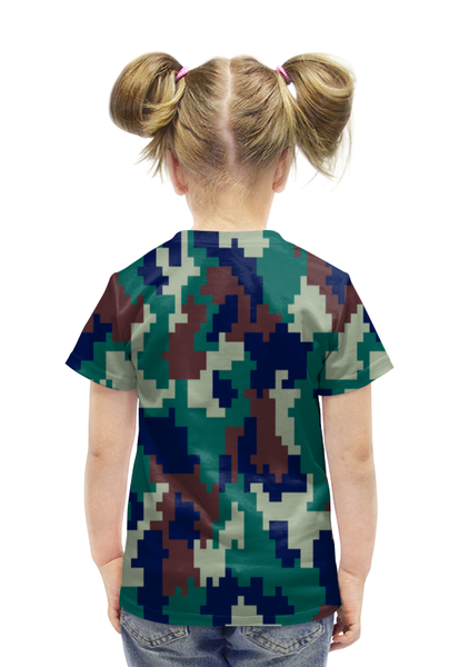 Заказать детскую футболку в Москве. Футболка с полной запечаткой для девочек Пиксельный камуфляж от THE_NISE  - готовые дизайны и нанесение принтов.