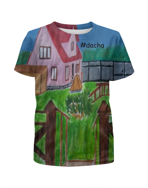 Заказать детскую футболку в Москве. Футболка с полной запечаткой для девочек На даче от mrs-snit@yandex.ru - готовые дизайны и нанесение принтов.