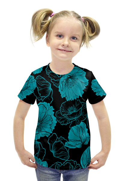 Заказать детскую футболку в Москве. Футболка с полной запечаткой для девочек Цветочный от THE_NISE  - готовые дизайны и нанесение принтов.
