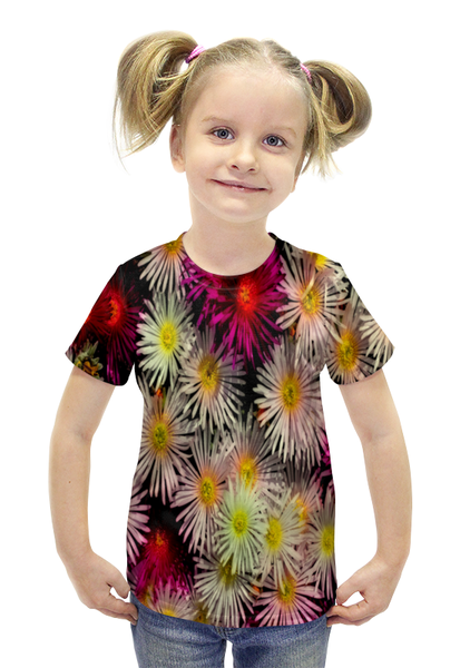 Заказать детскую футболку в Москве. Футболка с полной запечаткой для девочек Астры от THE_NISE  - готовые дизайны и нанесение принтов.