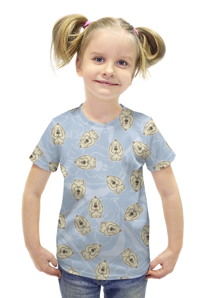 Заказать детскую футболку в Москве. Футболка с полной запечаткой для девочек Собачки от valezar - готовые дизайны и нанесение принтов.