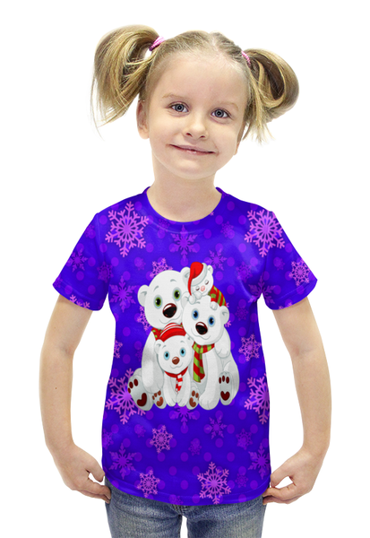 Заказать детскую футболку в Москве. Футболка с полной запечаткой для девочек Белые медведи от THE_NISE  - готовые дизайны и нанесение принтов.