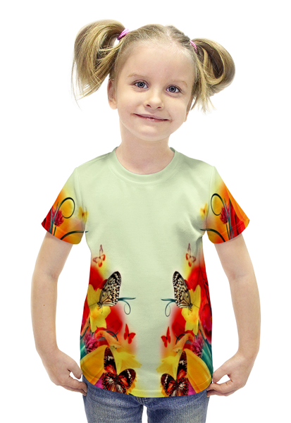 Заказать детскую футболку в Москве. Футболка с полной запечаткой для девочек краски весны от THE_NISE  - готовые дизайны и нанесение принтов.