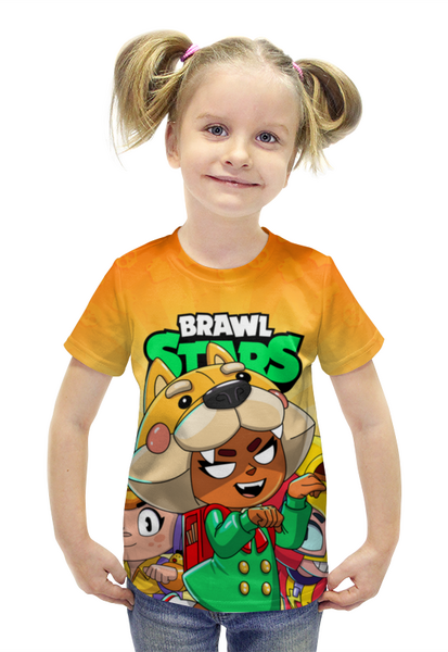 Заказать детскую футболку в Москве. Футболка с полной запечаткой для девочек BRAWL STARS NITA SHIBA от geekbox - готовые дизайны и нанесение принтов.