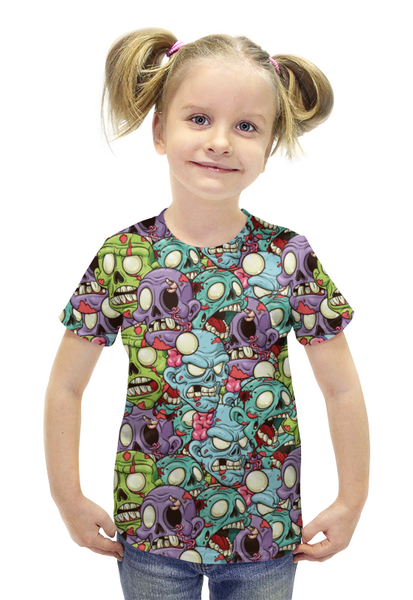 Заказать детскую футболку в Москве. Футболка с полной запечаткой для девочек ЗОМБИ от Phoenix-W  - готовые дизайны и нанесение принтов.