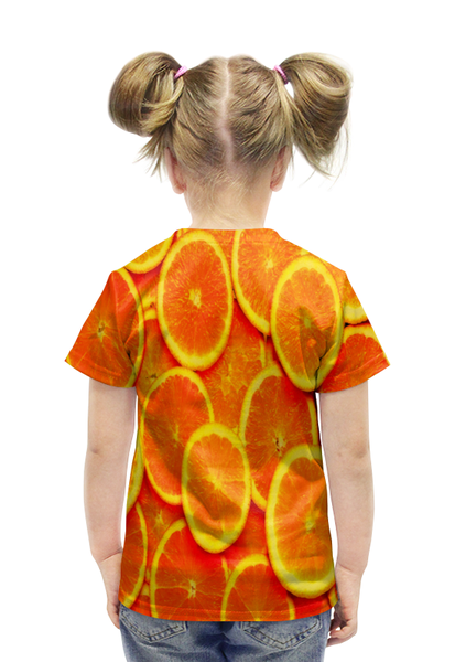 Заказать детскую футболку в Москве. Футболка с полной запечаткой для девочек Апельсин от THE_NISE  - готовые дизайны и нанесение принтов.