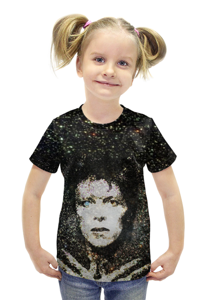 Заказать детскую футболку в Москве. Футболка с полной запечаткой для девочек Дэвид Боуи «Человек со звезд» от Mary_Good - готовые дизайны и нанесение принтов.