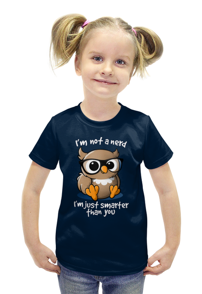 Заказать детскую футболку в Москве. Футболка с полной запечаткой для девочек Совенок от T-shirt print  - готовые дизайны и нанесение принтов.