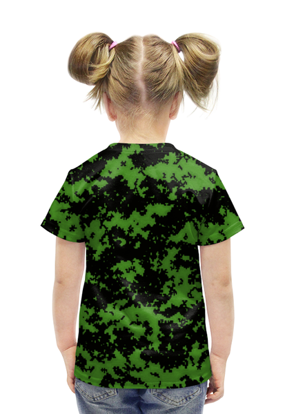 Заказать детскую футболку в Москве. Футболка с полной запечаткой для девочек Зеленый камуфляж от THE_NISE  - готовые дизайны и нанесение принтов.