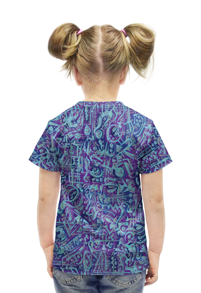 Заказать детскую футболку в Москве. Футболка с полной запечаткой для девочек Голубое в фиолетовом от Vadim Koval - готовые дизайны и нанесение принтов.