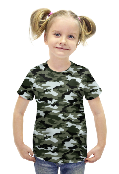 Заказать детскую футболку в Москве. Футболка с полной запечаткой для девочек Камуфляж 3 от Аня Лукьянова - готовые дизайны и нанесение принтов.