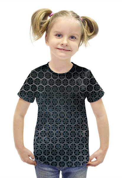 Заказать детскую футболку в Москве. Футболка с полной запечаткой для девочек Пчелиные соты от Alexander Mikhalkin - готовые дизайны и нанесение принтов.
