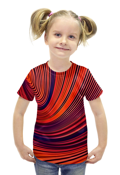 Заказать детскую футболку в Москве. Футболка с полной запечаткой для девочек Цветные полосы от THE_NISE  - готовые дизайны и нанесение принтов.