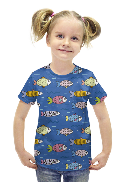 Заказать детскую футболку в Москве. Футболка с полной запечаткой для девочек под водой от Александр Мурадов - готовые дизайны и нанесение принтов.
