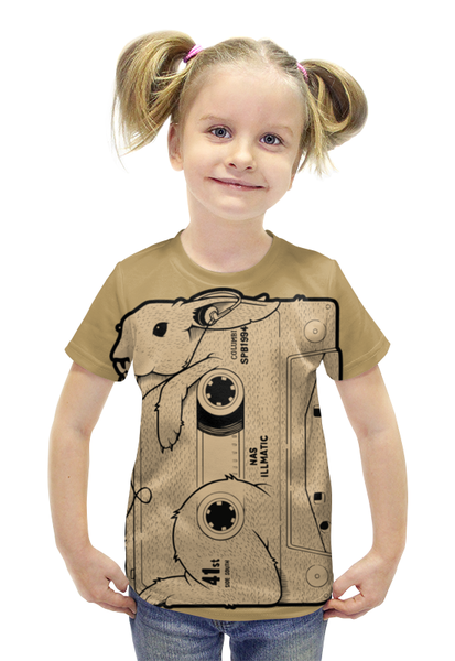 Заказать детскую футболку в Москве. Футболка с полной запечаткой для девочек Rabbit Cool MIX / Крутой Кроличий МИКС от crash - готовые дизайны и нанесение принтов.