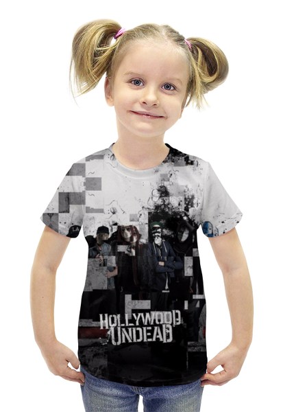 Заказать детскую футболку в Москве. Футболка с полной запечаткой для девочек Hollywood Undead от inPrintio - готовые дизайны и нанесение принтов.