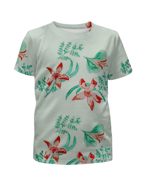 Заказать детскую футболку в Москве. Футболка с полной запечаткой для девочек Дикие цветы от mrs-snit@yandex.ru - готовые дизайны и нанесение принтов.