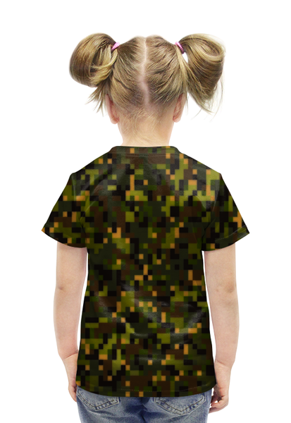 Заказать детскую футболку в Москве. Футболка с полной запечаткой для девочек Pixel Green от THE_NISE  - готовые дизайны и нанесение принтов.