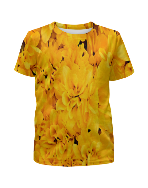 Заказать детскую футболку в Москве. Футболка с полной запечаткой для девочек Желтые цветы от THE_NISE  - готовые дизайны и нанесение принтов.