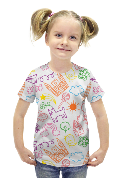 Заказать детскую футболку в Москве. Футболка с полной запечаткой для девочек Летняя от BeliySlon - готовые дизайны и нанесение принтов.