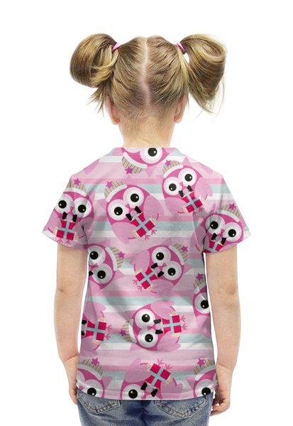 Заказать детскую футболку в Москве. Футболка с полной запечаткой для девочек Симпатичные совята от Yaroslava - готовые дизайны и нанесение принтов.