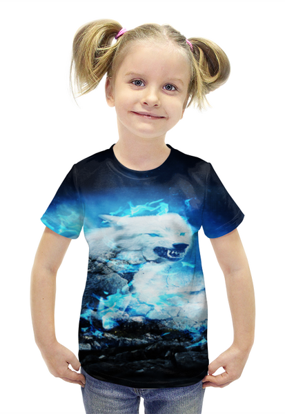 Заказать детскую футболку в Москве. Футболка с полной запечаткой для девочек Душа Волка от  PRO_DESIGN - готовые дизайны и нанесение принтов.