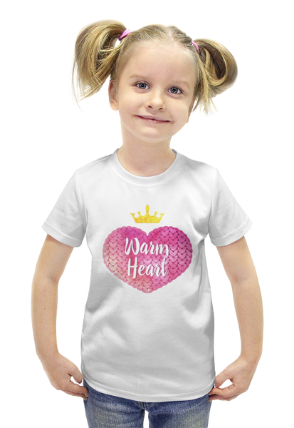 Заказать детскую футболку в Москве. Футболка с полной запечаткой для девочек Теплое сердце от Antaya - готовые дизайны и нанесение принтов.