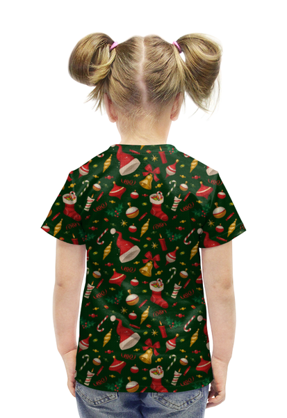 Заказать детскую футболку в Москве. Футболка с полной запечаткой для девочек Новогодние праздники от FireFoxa - готовые дизайны и нанесение принтов.