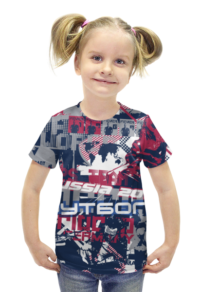 Заказать детскую футболку в Москве. Футболка с полной запечаткой для девочек Футбол 2016 от Александр Толстой - готовые дизайны и нанесение принтов.