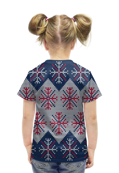 Заказать детскую футболку в Москве. Футболка с полной запечаткой для девочек Цветные снежинки от THE_NISE  - готовые дизайны и нанесение принтов.