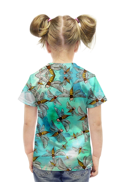 Заказать детскую футболку в Москве. Футболка с полной запечаткой для девочек Пчелиный Рой от anomalica - готовые дизайны и нанесение принтов.