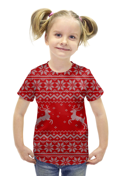 Заказать детскую футболку в Москве. Футболка с полной запечаткой для девочек Олени от panopticum - готовые дизайны и нанесение принтов.
