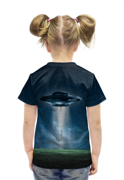 Заказать детскую футболку в Москве. Футболка с полной запечаткой для девочек Нло Космос от MariYang  - готовые дизайны и нанесение принтов.