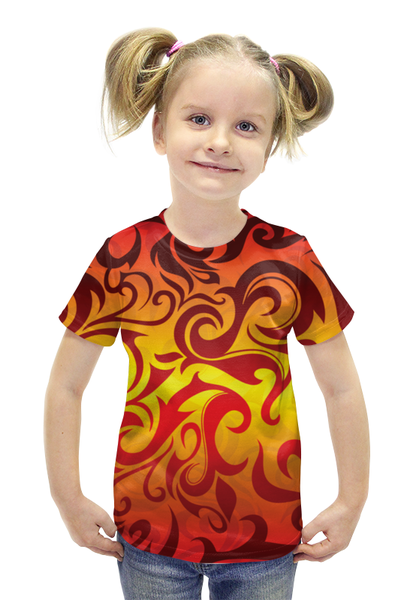Заказать детскую футболку в Москве. Футболка с полной запечаткой для девочек Пламя  от Niq=D - готовые дизайны и нанесение принтов.