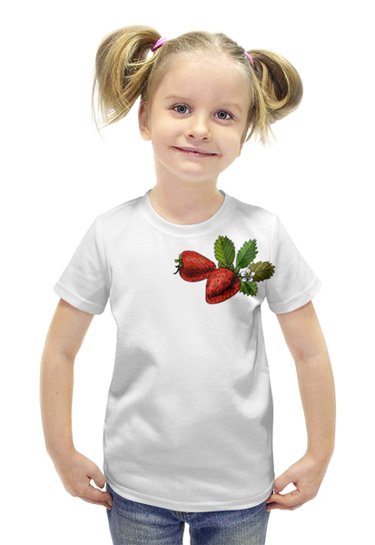 Заказать детскую футболку в Москве. Футболка с полной запечаткой для девочек Клубнички от Жанна - готовые дизайны и нанесение принтов.