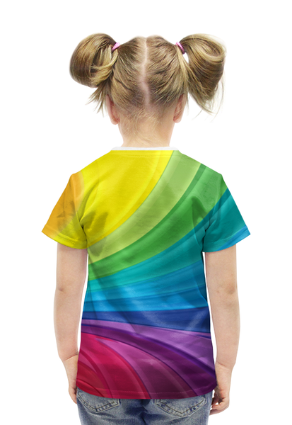Заказать детскую футболку в Москве. Футболка с полной запечаткой для девочек радуга от Ирина Усанова - готовые дизайны и нанесение принтов.