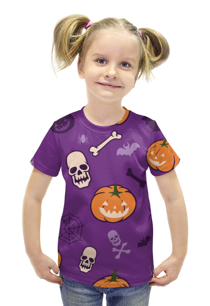 Заказать детскую футболку в Москве. Футболка с полной запечаткой для девочек Halloween  от T-shirt print  - готовые дизайны и нанесение принтов.