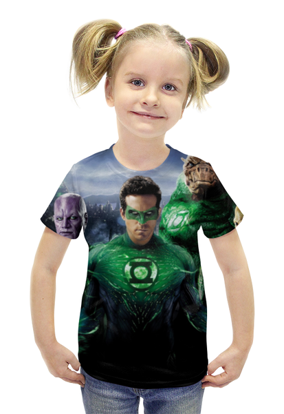 Заказать детскую футболку в Москве. Футболка с полной запечаткой для девочек Зелёный Фонарь / Green Lantern от aleks_say - готовые дизайны и нанесение принтов.