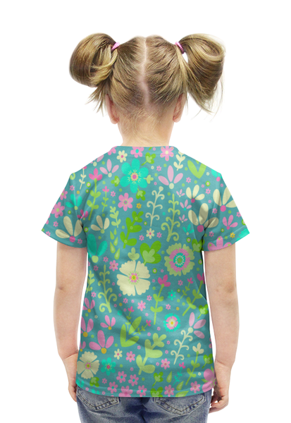Заказать детскую футболку в Москве. Футболка с полной запечаткой для девочек Цветочная полянка от THE_NISE  - готовые дизайны и нанесение принтов.