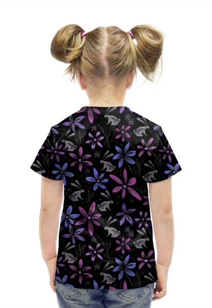 Заказать детскую футболку в Москве. Футболка с полной запечаткой для девочек Ноктюрн с зайцами от ELENA ZHARINOVA - готовые дизайны и нанесение принтов.