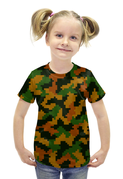 Заказать детскую футболку в Москве. Футболка с полной запечаткой для девочек Камуфляж лето от THE_NISE  - готовые дизайны и нанесение принтов.
