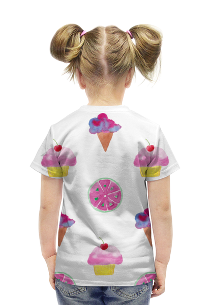 Заказать детскую футболку в Москве. Футболка с полной запечаткой для девочек пирожное от THE_NISE  - готовые дизайны и нанесение принтов.