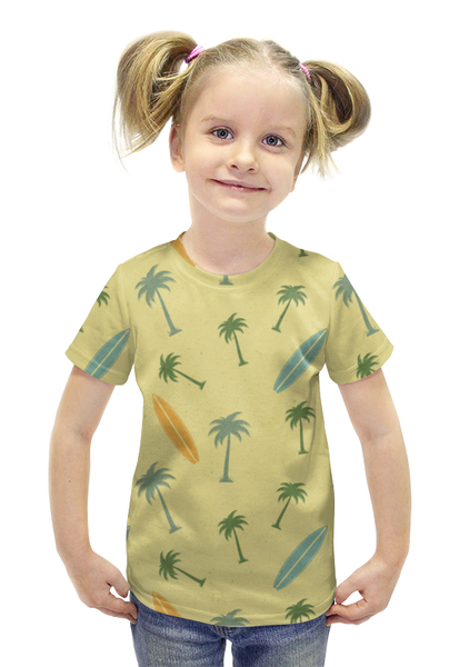 Заказать детскую футболку в Москве. Футболка с полной запечаткой для девочек Гавайка от BeliySlon - готовые дизайны и нанесение принтов.
