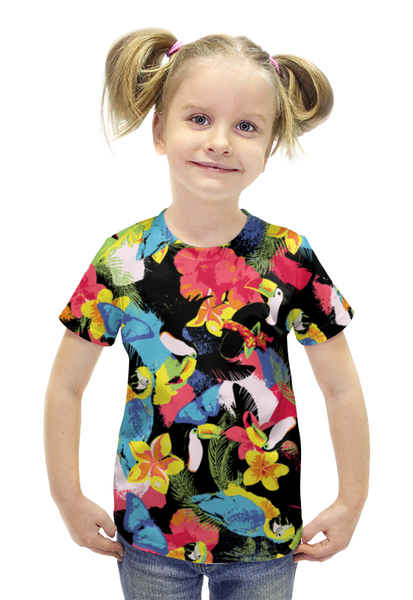 Заказать детскую футболку в Москве. Футболка с полной запечаткой для девочек Пляжная от denis01001 - готовые дизайны и нанесение принтов.
