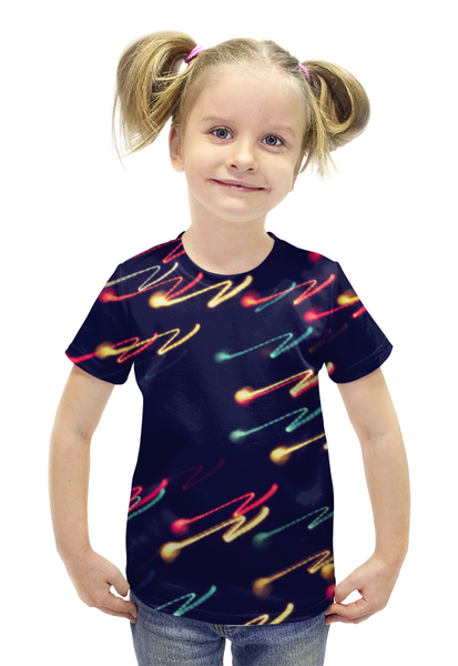 Заказать детскую футболку в Москве. Футболка с полной запечаткой для девочек преломление света от Niq=D - готовые дизайны и нанесение принтов.