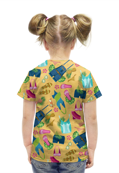 Заказать детскую футболку в Москве. Футболка с полной запечаткой для девочек На пляж от IrinkaArt  - готовые дизайны и нанесение принтов.