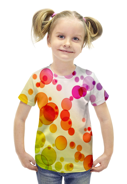 Заказать детскую футболку в Москве. Футболка с полной запечаткой для девочек Разноцветные круги от THE_NISE  - готовые дизайны и нанесение принтов.