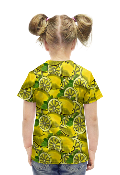 Заказать детскую футболку в Москве. Футболка с полной запечаткой для девочек Лимон от THE_NISE  - готовые дизайны и нанесение принтов.
