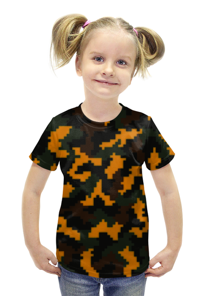 Заказать детскую футболку в Москве. Футболка с полной запечаткой для девочек Камуфляж текстура от THE_NISE  - готовые дизайны и нанесение принтов.